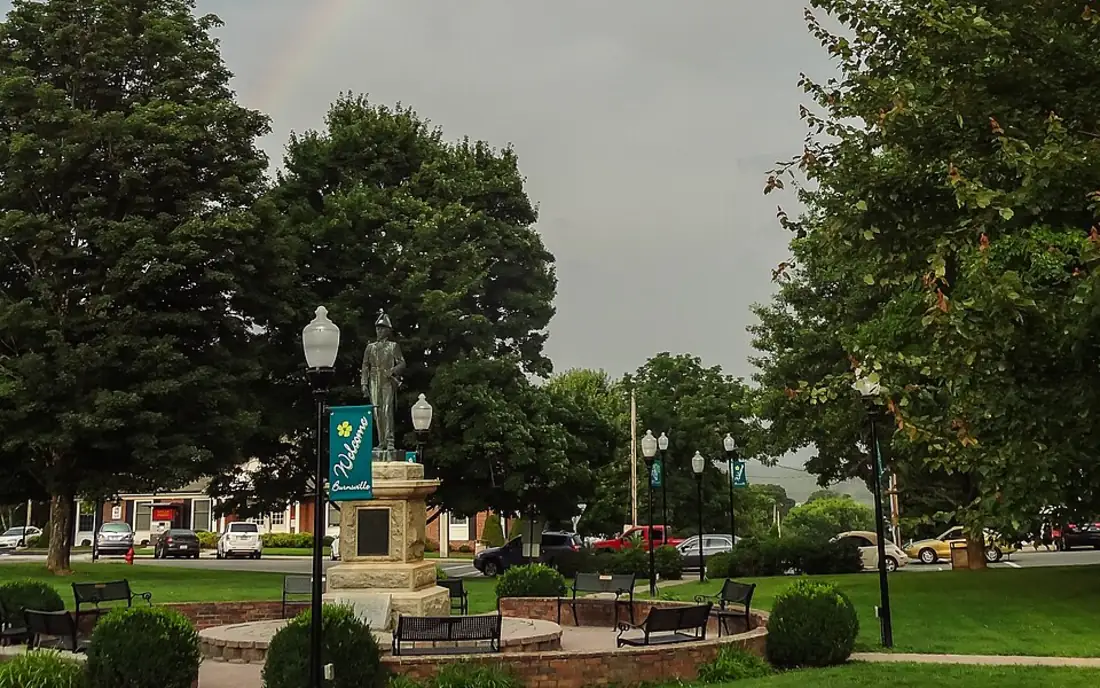 The Otway Burns statue in Burnsville Town Square, Burnsville, NC